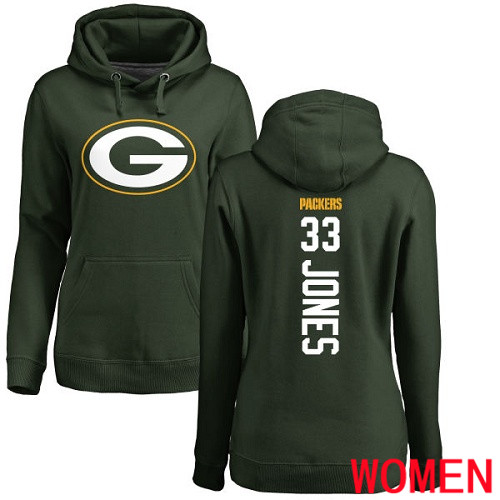 Green Bay Packers Green Women 33 Jones Aaron Backer Nike NFL Pullover Hoodie Sweatshirts